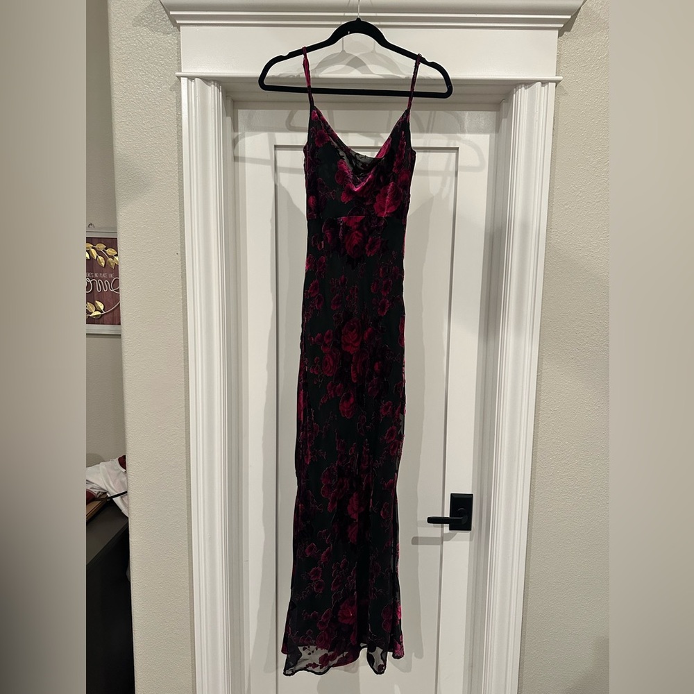 Black and Pink Velvet maxi dress